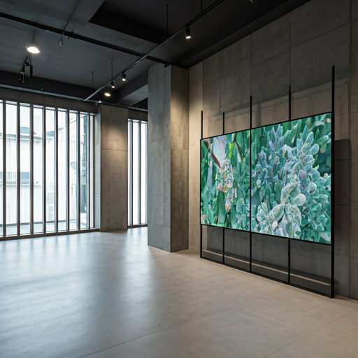 Modern retail environment with a large vibrant digital signage display